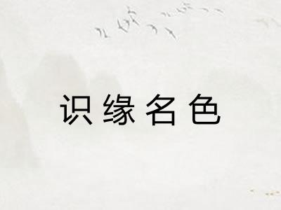 识缘名色 识缘名色