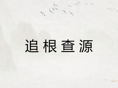 追根查源 追根查源