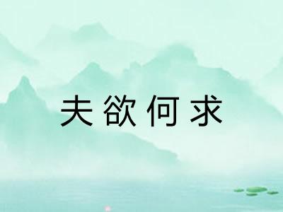 夫欲何求
