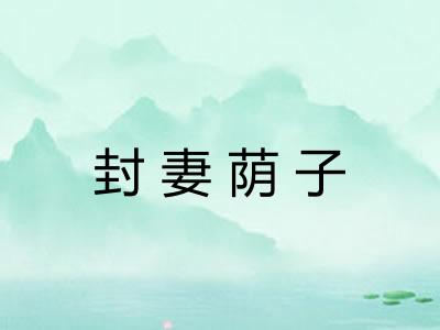 封妻荫子