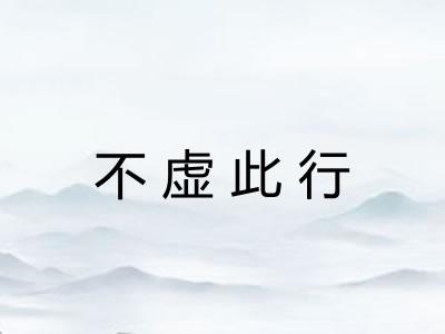 不虚此行