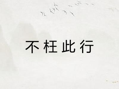 不枉此行 不枉此行